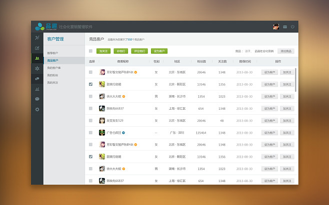 社會化營銷管理軟件界面設計